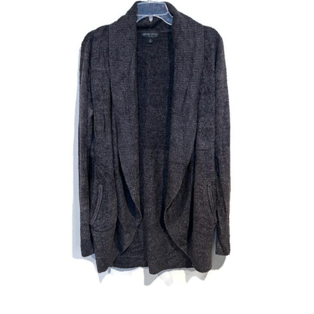 Barefoot Dreams Cozychic Lite Dark Gray Open Front Cardigan with Pockets